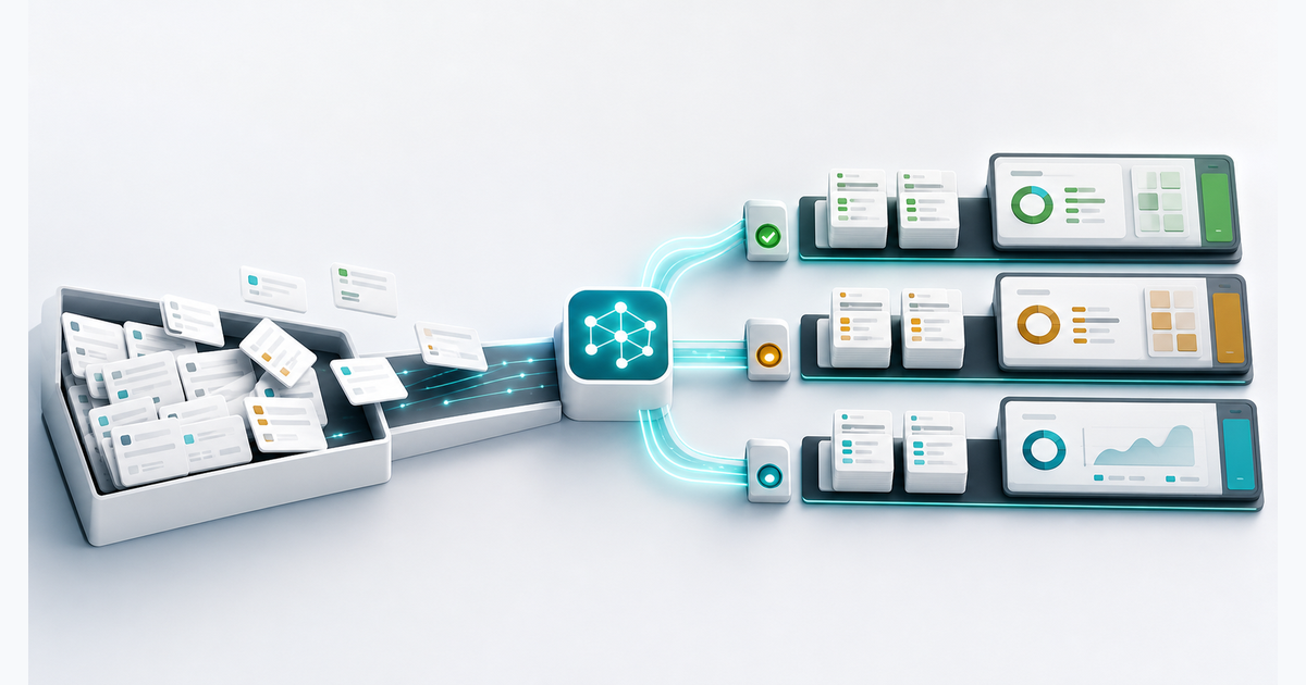 A backlog queue being routed into organized workflow lanes