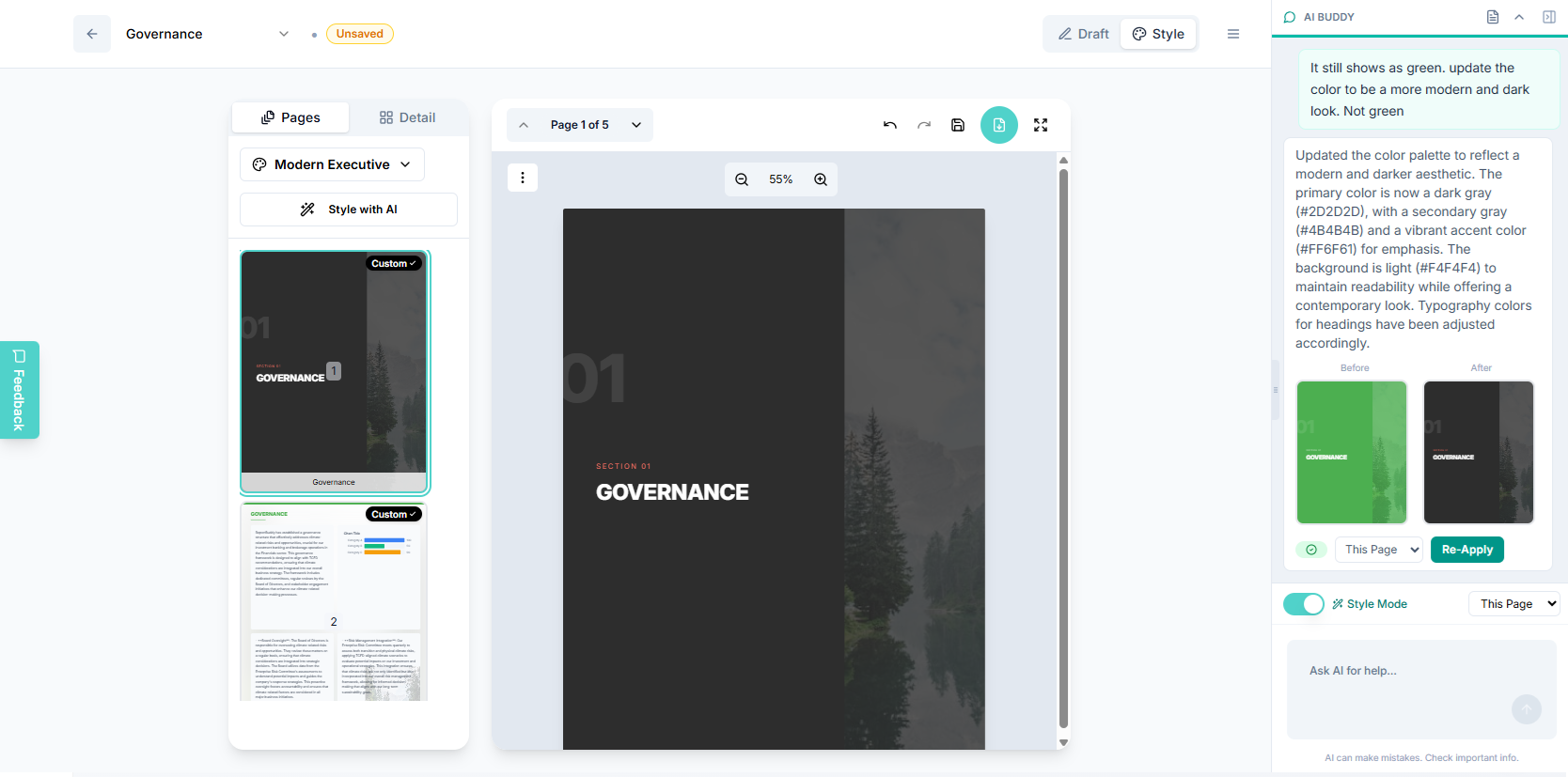 Climate reporting platform dashboard