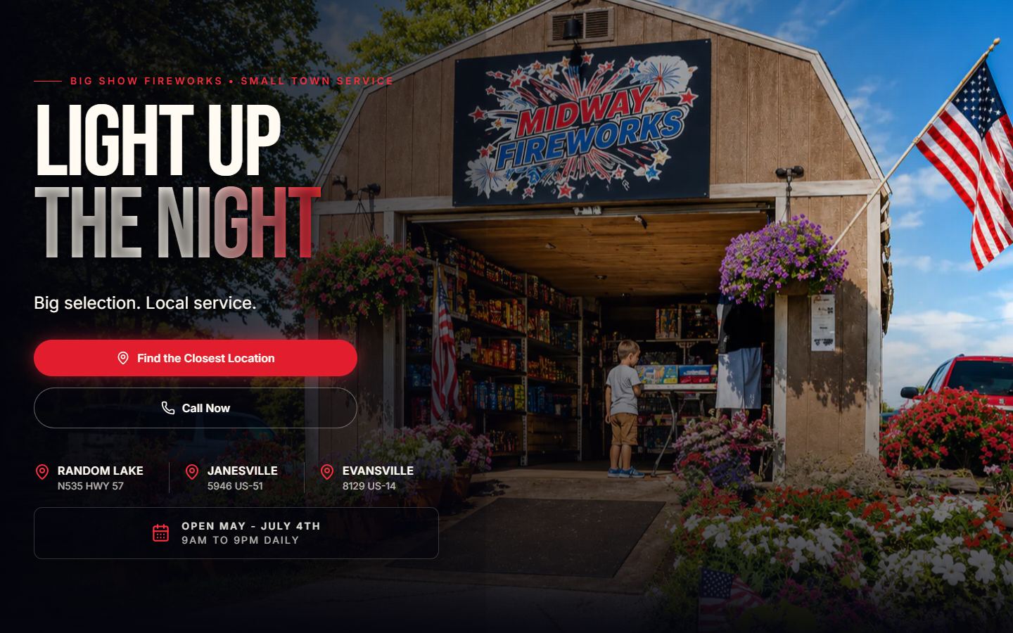 Midway Fireworks website preview