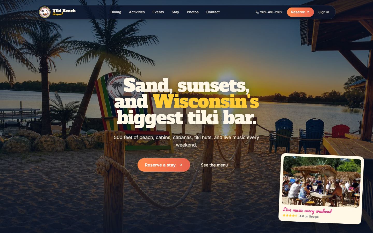 Tiki Beach Resort website preview
